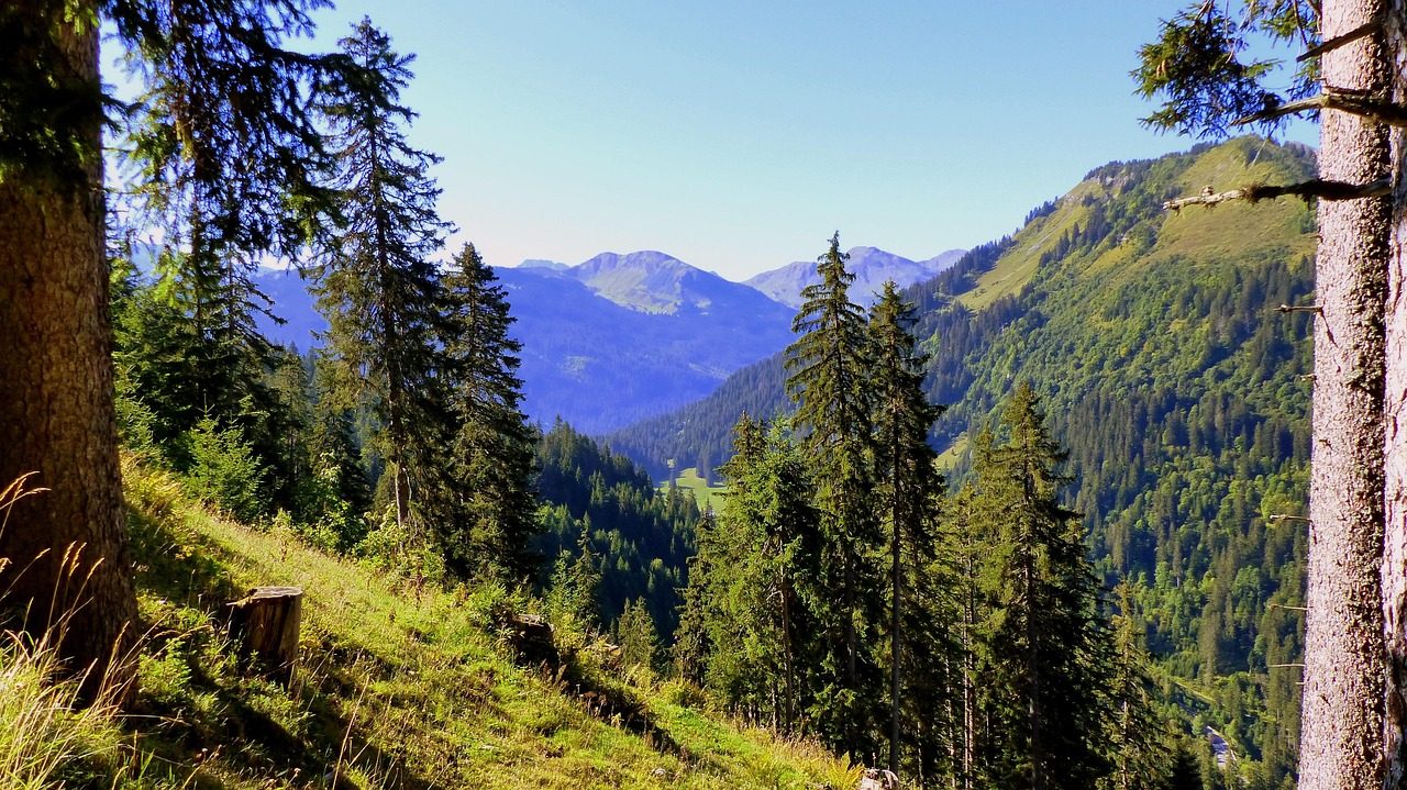 Alpské ráno, horská krajina při svítání